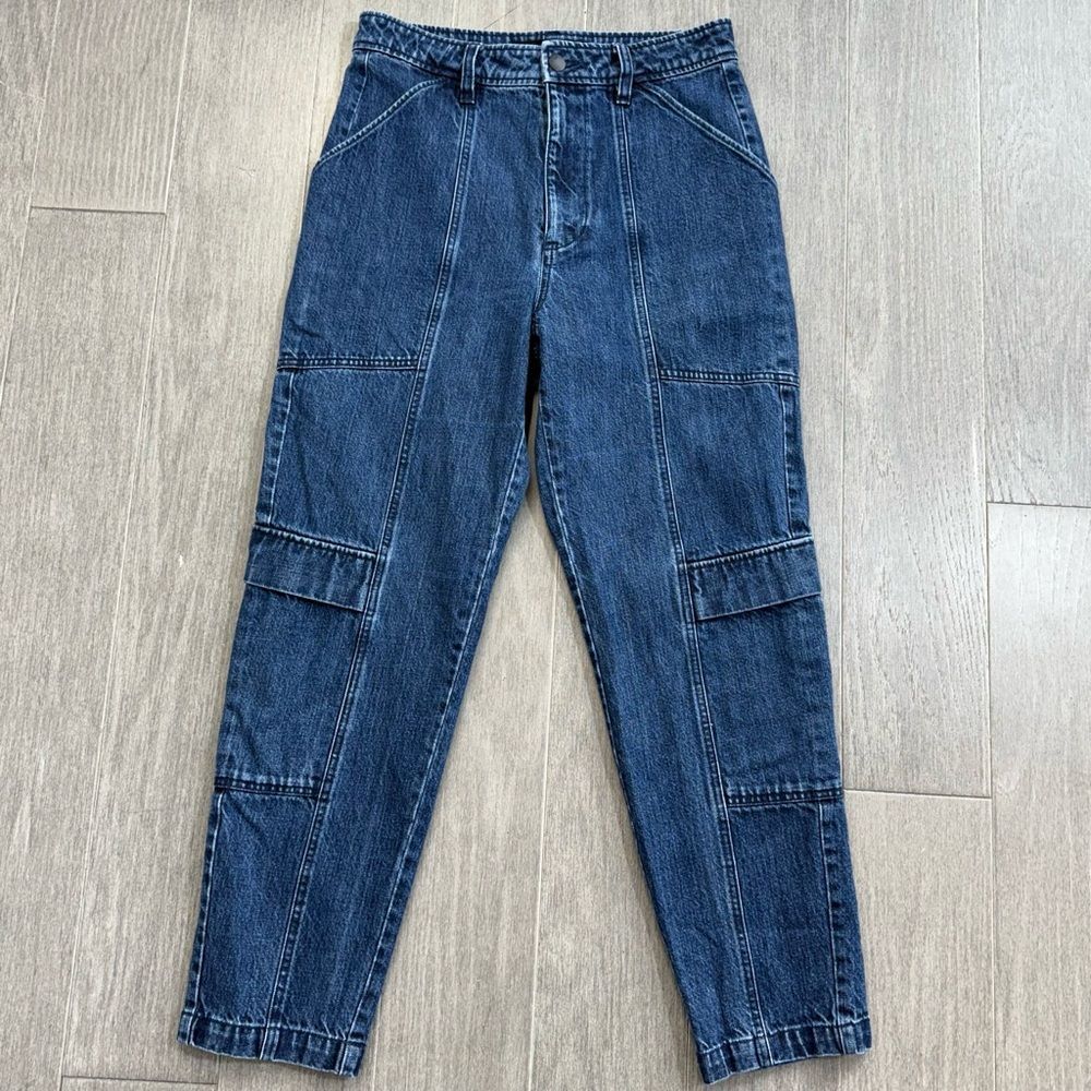 J BRAND Athena Cropped Paperbag Jeans Utility Cargo Blue Denim Pants Size 27 - Picture 12 of 15